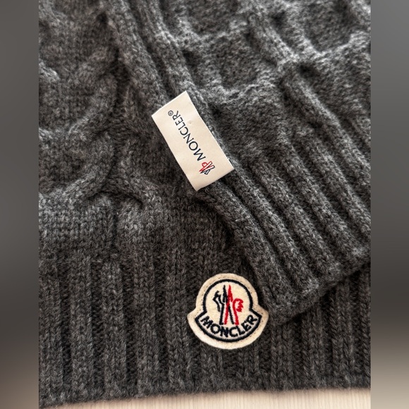 Moncler Gray Cable-Knit Wool Scarf β Authentic β Unisex β 6β5β Long - Picture 4 of 7